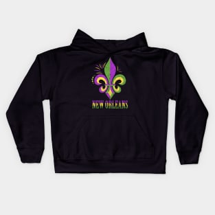 Distressed New Orleans Fleur De Lis long Kids Hoodie